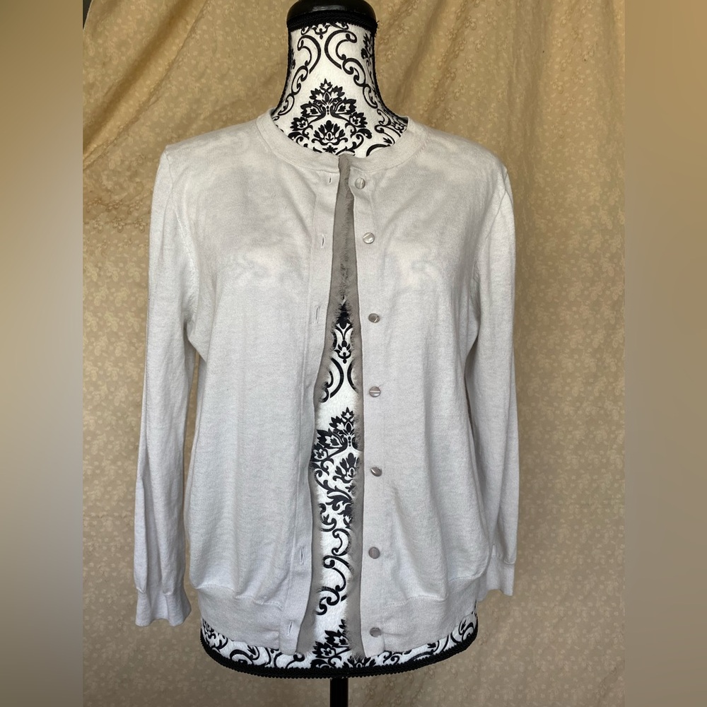 J Crew cashmere blend cardigan with decorative trim, new without tags
